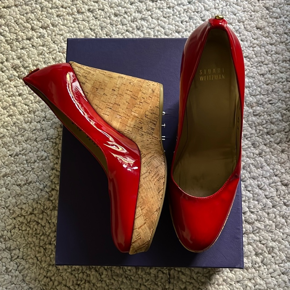 Stuart Weitzman Red Corkswoon Wedges - image 1